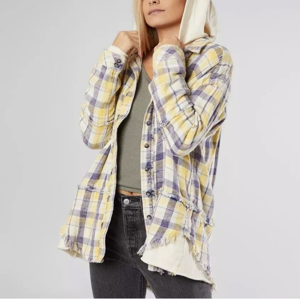 Free People Calico Basin Hooded Shirt Jacket